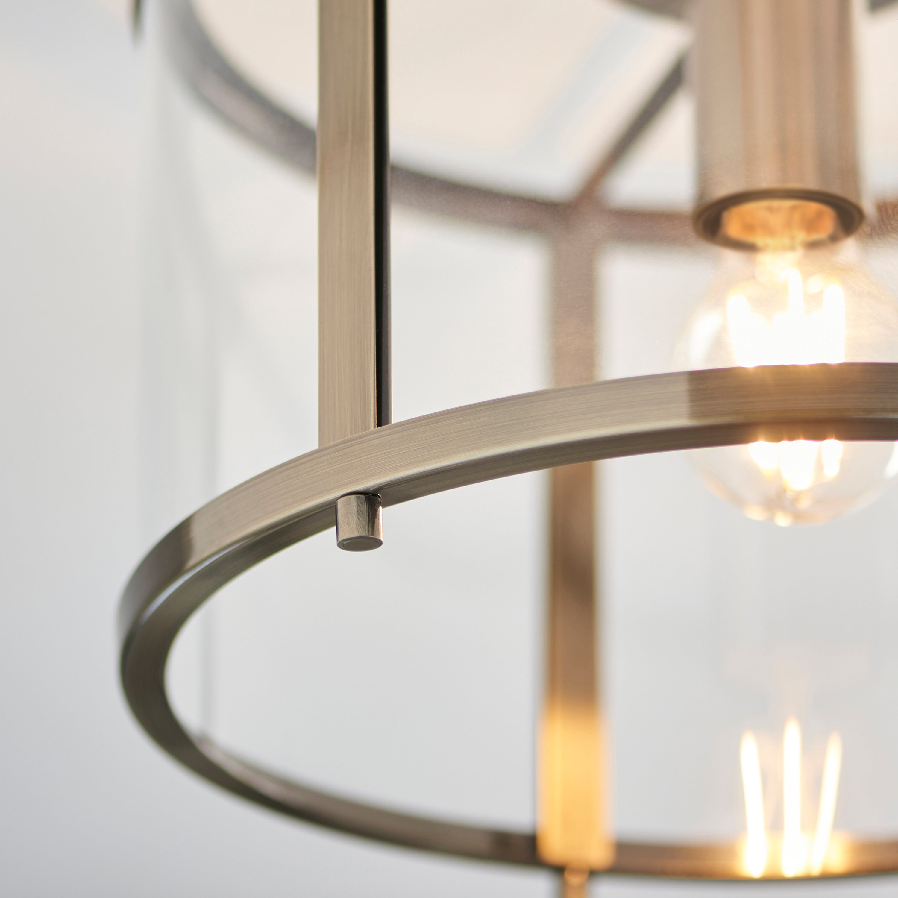 Abern Antique Brass & Clear Glass Ceiling Light